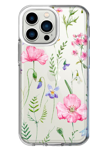 Apple iPhone 13 Pro Spring Pastel Wild Flowers Summer Classy Elegant Beautiful Hybrid Protective Phone Case Cover