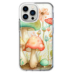 Apple iPhone 13 Pro Fairytale Watercolor Mushrooms Pastel Spring Flowers Floral Hybrid Protective Phone Case Cover