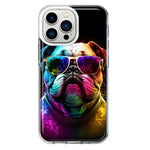 Apple iPhone 13 Pro Neon Rainbow Glow Bulldog Hybrid Protective Phone Case Cover