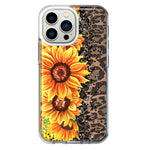 Apple iPhone 13 Pro Yellow Summer Sunflowers Brown Leopard Honeycomb Hybrid Protective Phone Case Cover