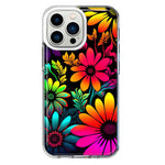 Apple iPhone 13 Pro Neon Rainbow Glow Colorful Abstract Flowers Floral Hybrid Protective Phone Case Cover