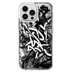 Apple iPhone 13 Pro Black White Urban Graffiti Hybrid Protective Phone Case Cover