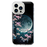 Apple iPhone 13 Pro Kawaii Manga Pink Cherry Blossom Full Moon Hybrid Protective Phone Case Cover