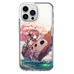 Apple iPhone 13 Pro Kawaii Manga Pink Cherry Blossom Japanese Girl Boat Hybrid Protective Phone Case Cover