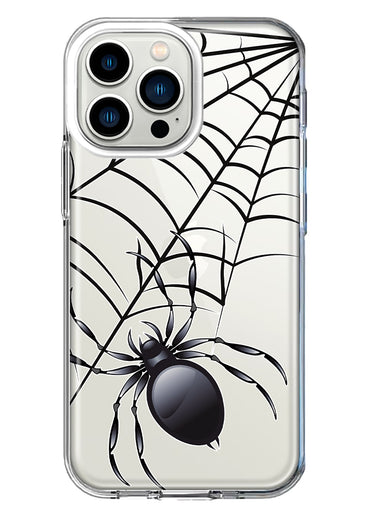Apple iPhone 13 Pro Creepy Black Spider Web Halloween Horror Spooky Hybrid Protective Phone Case Cover