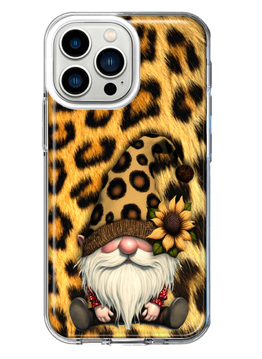 Apple iPhone 13 Pro Gnome Sunflower Leopard Hybrid Protective Phone Case Cover