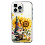 Apple iPhone 13 Pro Cute Gnome Sunflowers Clear Hybrid Protective Phone Case Cover