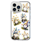 Apple iPhone 13 Pro Cute White Blue Daisies Gnomes Hybrid Protective Phone Case Cover