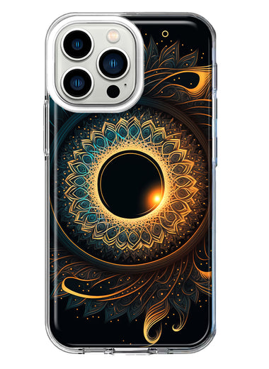 Apple iPhone 13 Pro Mandala Geometry Abstract Eclipse Pattern Hybrid Protective Phone Case Cover