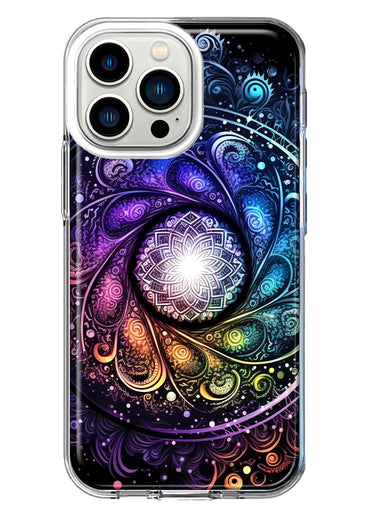 Apple iPhone 13 Pro Mandala Geometry Abstract Galaxy Pattern Hybrid Protective Phone Case Cover