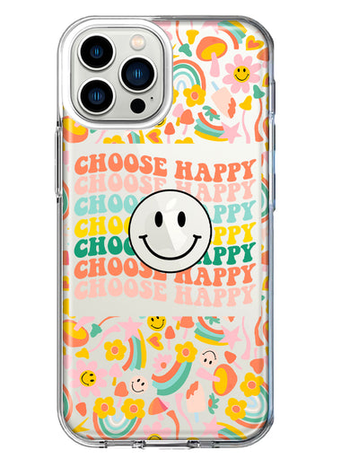 Apple iPhone 13 Pro Max Choose Happy Smiley Face Retro Vintage Groovy 70s Style Hybrid Protective Phone Case Cover