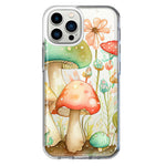 Apple iPhone 13 Pro Max Fairytale Watercolor Mushrooms Pastel Spring Flowers Floral Hybrid Protective Phone Case Cover