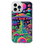 Apple iPhone 13 Pro Max Neon Rainbow Psychedelic UFO Alien Planet Hybrid Protective Phone Case Cover