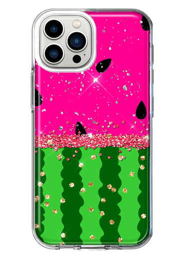 Apple iPhone 13 Pro Max Summer Watermelon Sugar Vacation Tropical Fruit Pink Green Hybrid Protective Phone Case Cover