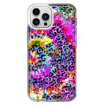 Apple iPhone 13 Pro Max Vibrant Pink Purple Tie Dye Summer Leopard Swirl Rainbow Hybrid Protective Phone Case Cover