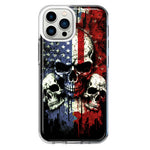 Apple iPhone 13 Pro Max American USA Flag Skulls Blue Red Double Layer Phone Case Cover
