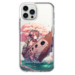Apple iPhone 13 Pro Max Kawaii Manga Pink Cherry Blossom Japanese Girl Boat Hybrid Protective Phone Case Cover