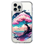 Apple iPhone 13 Pro Max Kawaii Manga Pink Cherry Blossom Japanese Sky Floral Ocean Hybrid Protective Phone Case Cover