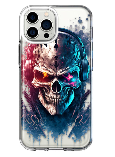 Apple iPhone 13 Pro Max Cyberpunk Machine Headphones Skull Double Layer Phone Case Cover