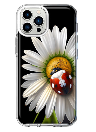 Apple iPhone 13 Pro Max Cute White Daisy Red Ladybug Double Layer Phone Case Cover