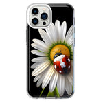 Apple iPhone 12 Pro Max Cute White Daisy Red Ladybug Double Layer Phone Case Cover
