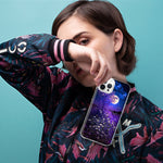 Apple iPhone 15 Pro Spring Moon Night Lavender Flowers Floral Hybrid Protective Phone Case Cover