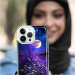 Apple iPhone 15 Pro Max Spring Moon Night Lavender Flowers Floral Hybrid Protective Phone Case Cover