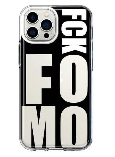 Apple iPhone 13 Pro Max Black Clear Funny Text Quote Fckfomo Hybrid Protective Phone Case Cover