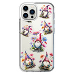 Apple iPhone 13 Pro Max Cute Pink Purple Cosmos Flowers Gnomes Spring Floral Double Layer Phone Case Cover