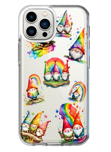 Apple iPhone 13 Pro Max Colorful Neon Glow Rainbow Gnomes Painting Hybrid Protective Phone Case Cover