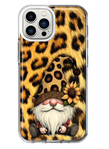 Apple iPhone 13 Pro Max Gnome Sunflower Leopard Hybrid Protective Phone Case Cover