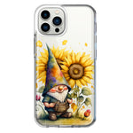 Apple iPhone 13 Pro Max Cute Gnome Sunflowers Clear Hybrid Protective Phone Case Cover