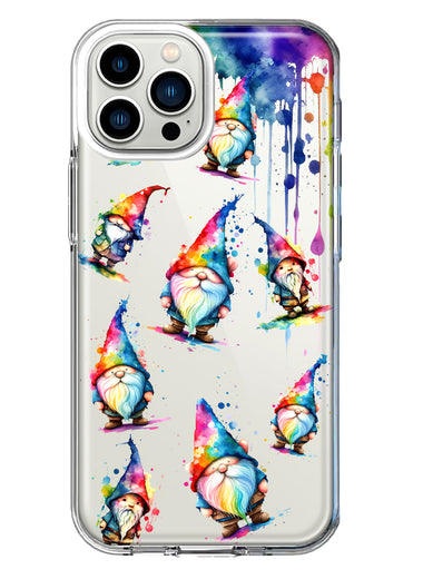 Apple iPhone 13 Pro Max Neon Water Painting Colorful Splash Gnomes Hybrid Protective Phone Case Cover