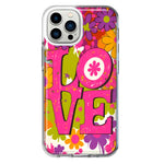 Apple iPhone 13 Pro Max Pink Daisy Love Graffiti Painting Art Hybrid Protective Phone Case Cover