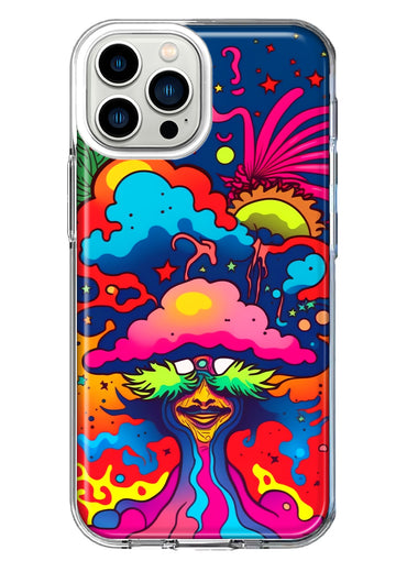 Apple iPhone 13 Pro Max Neon Rainbow Psychedelic Trippy Hippie Bomb Star Dream Hybrid Protective Phone Case Cover