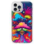 Apple iPhone 13 Pro Max Neon Rainbow Psychedelic Trippy Hippie Bomb Star Dream Hybrid Protective Phone Case Cover