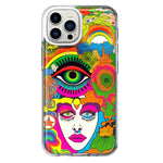 Apple iPhone 13 Pro Max Neon Rainbow Psychedelic Trippy Hippie DaydreamHybrid Protective Phone Case Cover
