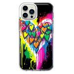 Apple iPhone 13 Pro Max Colorful Rainbow Hearts Love Graffiti Painting Hybrid Protective Phone Case Cover