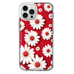 Apple iPhone 13 Pro Max Cute White Red Daisies Polkadots Double Layer Phone Case Cover