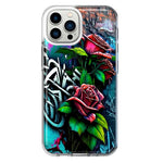 Apple iPhone 13 Pro Max Red Roses Graffiti Painting Art Hybrid Protective Phone Case Cover