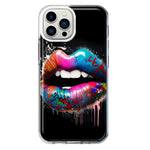 Apple iPhone 13 Pro Max Colorful Lip Graffiti Painting Art Hybrid Protective Phone Case Cover