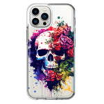 Apple iPhone 13 Pro Max Fantasy Skull Red Purple Roses Hybrid Protective Phone Case Cover