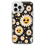 Apple iPhone 11 Pro Max Cute Smiley Face White Daisies Double Layer Phone Case Cover