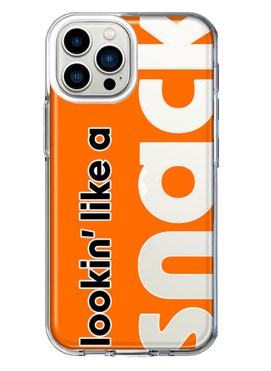 Apple iPhone 13 Pro Max Orange Clear Funny Text Quote Snack Hybrid Protective Phone Case Cover