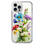 Apple iPhone 13 Pro Max Purple Yellow Red Spring Flowers Floral Hybrid Protective Phone Case Cover