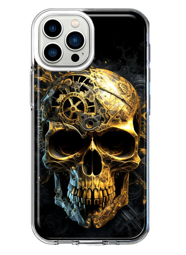 Apple iPhone 13 Pro Max Steampunk Skull Science Fiction Machinery Double Layer Phone Case Cover