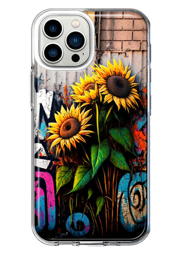 Apple iPhone 13 Pro Max Sunflowers Graffiti Painting Art Hybrid Protective Phone Case Cover