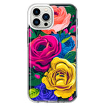 Apple iPhone 13 Pro Max Vintage Pastel Abstract Colorful Pink Yellow Blue Roses Double Layer Phone Case Cover