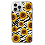 Apple iPhone 13 Pro Max White Zebra Sunflowers Polkadots Double Layer Phone Case Cover