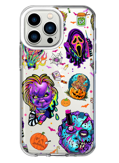 Apple iPhone 13 Pro Cute Halloween Spooky Horror Scary Neon Characters Hybrid Protective Phone Case Cover